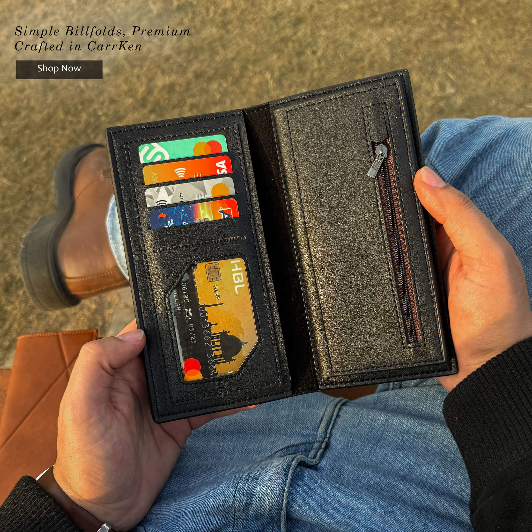 New Imported Long Leather Trifold Wallet For Cash & Cards