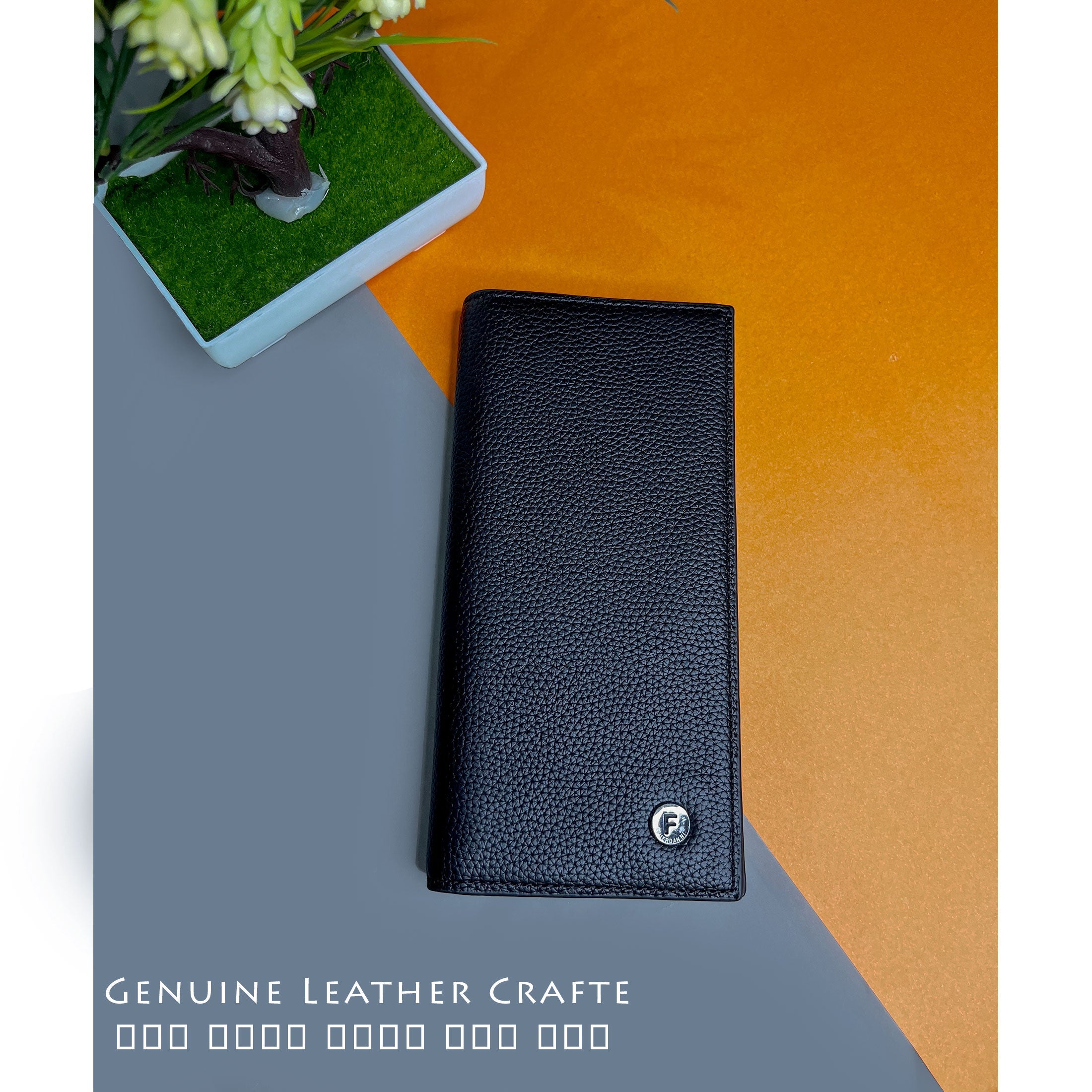 Genuine Long  Leather Billfold Wallet For Cash & Cards